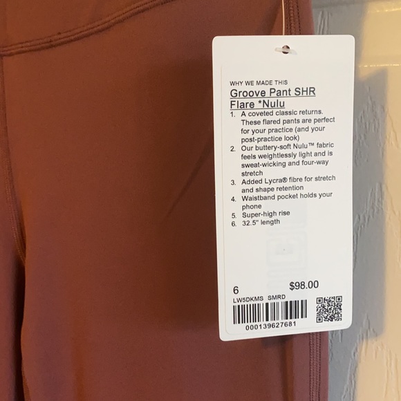 NWT LULULEMON GROOVE PANT SUPER HIGH RISE 💫 SMOKY RED 6 8 - Picture 2 of 4